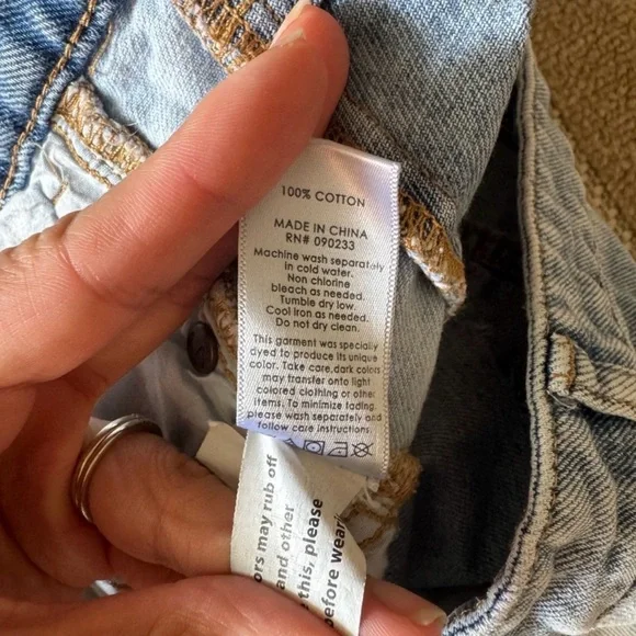 PacSun Two Tone Denim Mini Skirt Y2K Raw Hem Size 28 Blue White - Picture 9 of 9